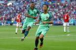 Cristiano Ronaldo e Nani festejam golo à Hungria (Euro 2016)