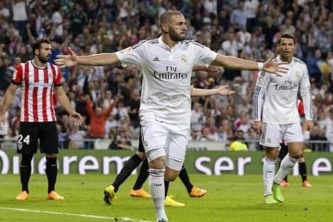 Karim Benzema (Real Madrid) festeja golo ao At. Bilbao