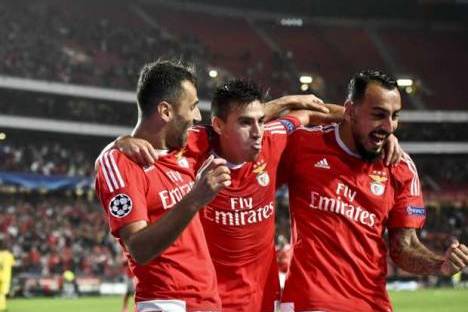 Liga dos Campeões (Benfica-Astana) Gaitán, Mitroglou e Jonas celebram golo