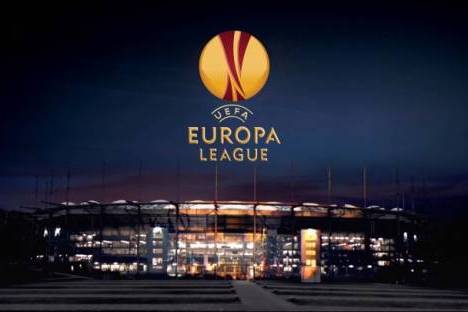 Liga Europa (Montagem Logo sobre Estádio) imagem noturna