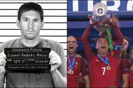 Montagem Messi vs Ronaldo pós-Euro 2016