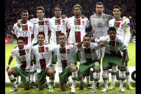 Dinamarca 2-1 Portugal: A equipa lusa no início do jogo 