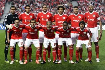 Benfica: Onze no início do jogo com o Chelsea (27/03/2012)
