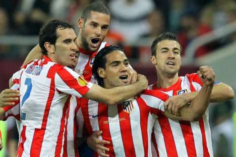 Falcao festeja golo do Atlético de Madrid na final da Liga Europa
