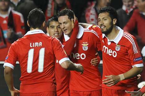 Benfica-Bayer Leverkusen: Benfica festeja golo de Matić