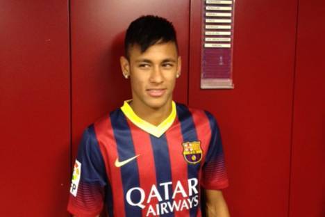Neymar no balneário do Barcelona
