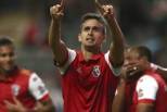 Rui Fonte (SC Braga) festeja golo apontando em frente com os dois braços