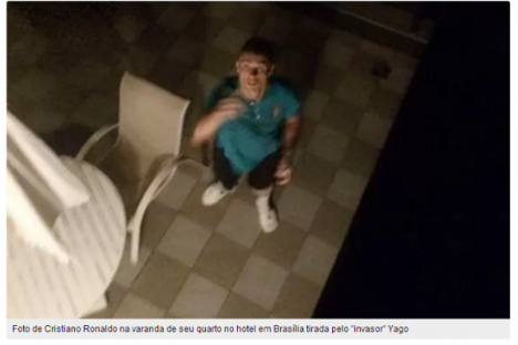 Cristiano Ronaldo fotografado por invasor no hotel